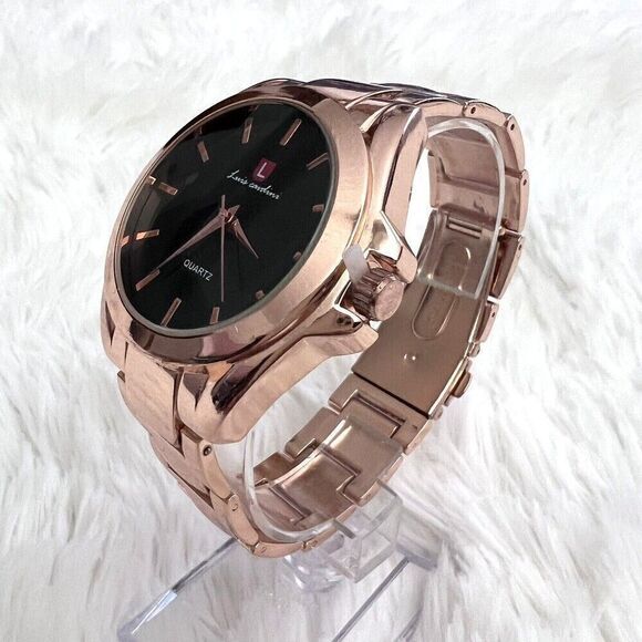 Luis Cardini Rose Gold Quartz Women's Watch Elegant Timepiece Black Dial - Picture 5 of 13